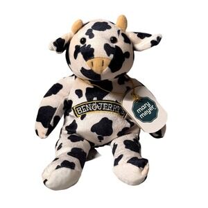 Ben & Jerry's Ice‎ Cream Dairy Cow 8" Plush Black White Mary Meyer W/Tags